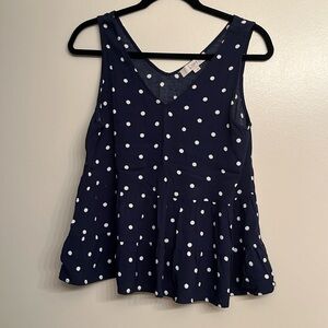 Loft Dotted Double V Peplum Shell